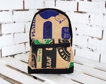 Eco Friendly Rucksack - Upcycled Rucksack - Hipster Backpack - One of a kind Reused Material - City Street Bag - Unisex - Travel Backpack