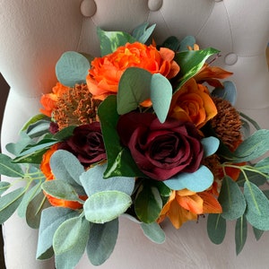 Fall roses ang greenery silk bridal bouquet image 4