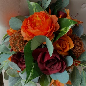 Fall roses ang greenery silk bridal bouquet image 6