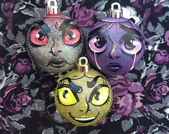 The Furies | Set of 3 Lore Olympus Inspired Hand-Painted Handmade Ornaments | Tisiphone, Megaera, and Alecto | Smaller Size | Ready to Ship!