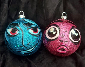 Hades and Persephone Handpainted Ornaments | Shatterproof Glitter Ornament Set | Inspired by Lore Olympus | Ready to Ship!