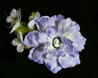 Periwinkle Cameo Clip - Venus in Bloom Goddess Crowns- Clip-on Floral Headpiece - Ready to Ship