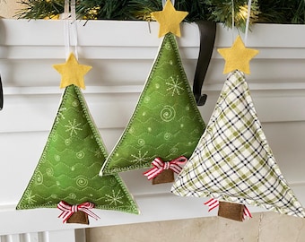Handmade Quilted Christmas Tree Ornament: Rustic Green Holiday Decor