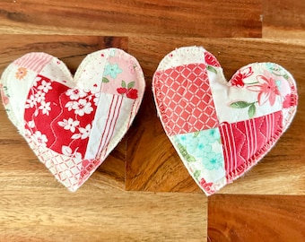 Quilted Patchwork Puffy Heart: Stuffed Bowl Filler, Tiered Tray Accent Party Favor Gifts