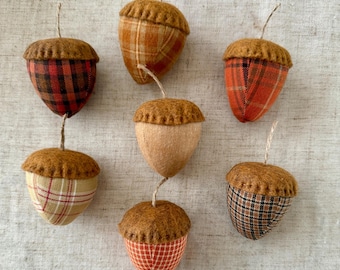 Handmade Stuffed Autumn and Fall Fabric Acorns/ Tiered Tray Decor/ Bowl Fillers Autumn/Fall Seasonal Accents