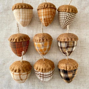 Handmade Stuffed Autumn and Fall Fabric Acorns/ Tiered Tray Decor/ Bowl Fillers Autumn/Fall Seasonal Accents