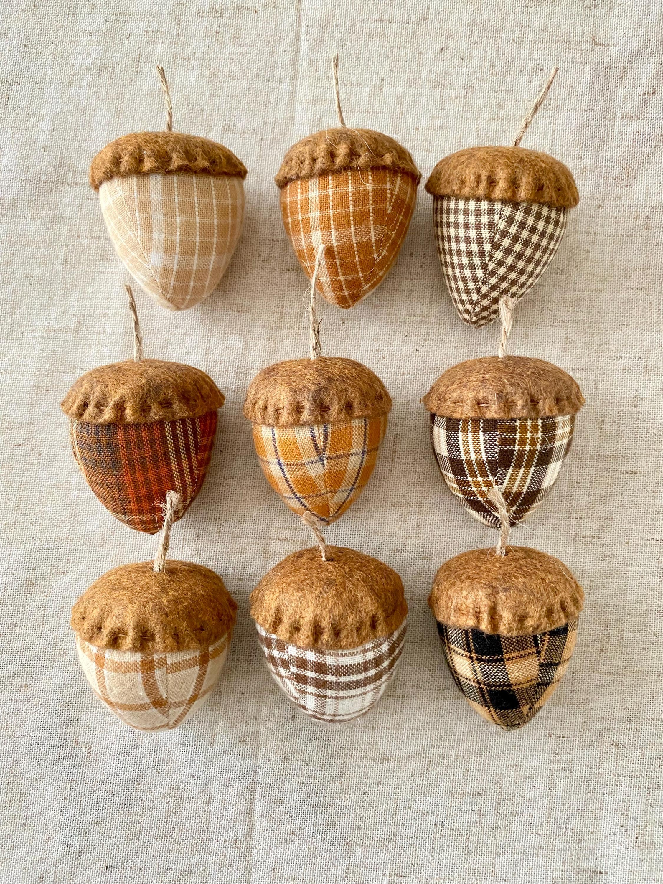 Handmade Stuffed Autumn and Fall Fabric Acorns/ Tiered Tray Decor/ Bowl Fillers Autumn/Fall Seasonal Accents