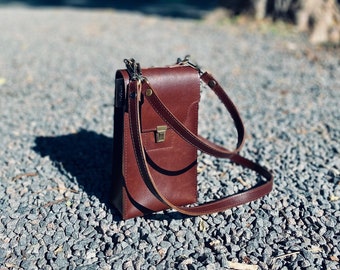 Brown leather crossbody small Bag