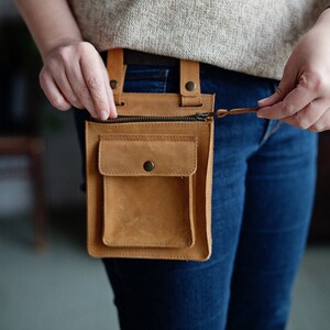 Braune Leder Boho Gürteltasche