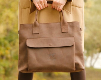 Brown leather bag - leather handbag - bag with zipper - crossbody bag with zipper