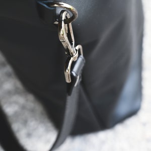 Extra large foldover croossbody purse / long tote crossbody tote / big messenger bag / black leather bag / large long tote image 8