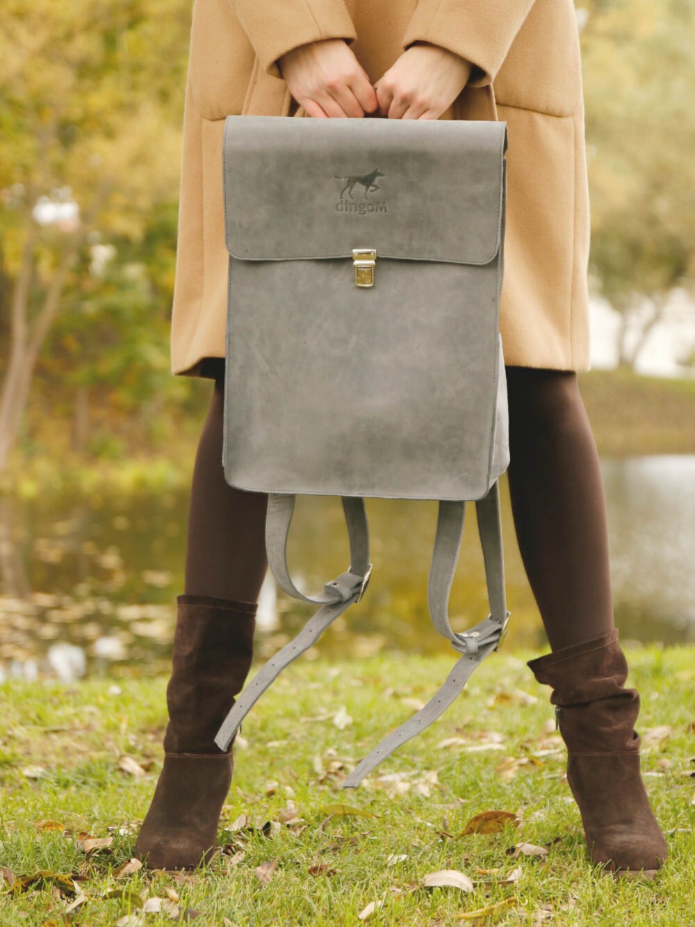 Grey Genuine Leather Backpack Grey Leather Rucksack Etsy