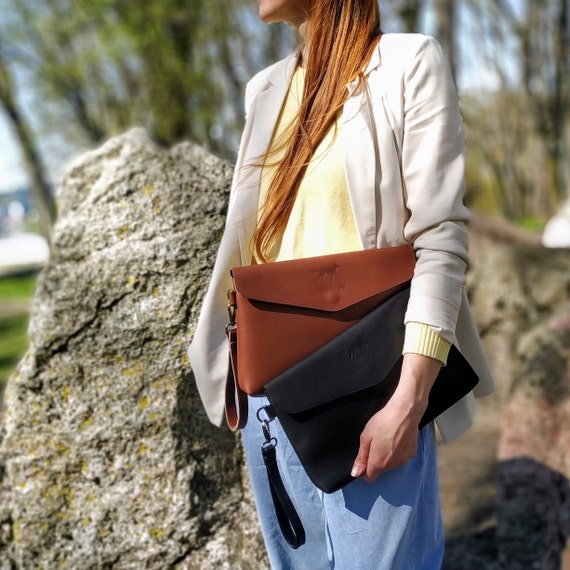 Atlas Turbine pil Leren envelop clutch tas - Etsy België