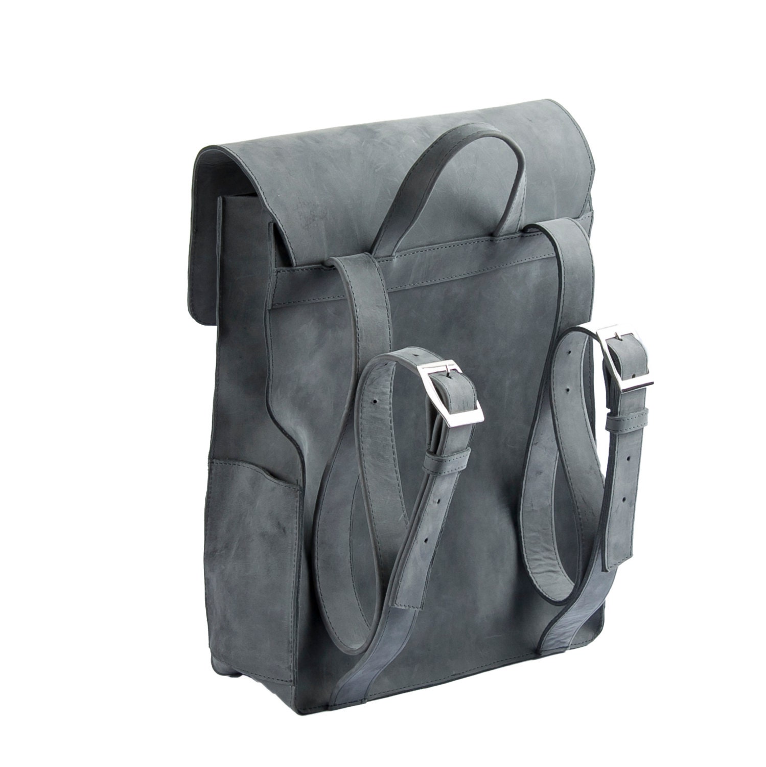 Grey Genuine Leather Backpack Grey Leather Rucksack Etsy