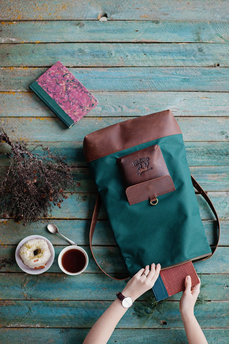 Sac ?� dos en toile sac ?� dos en cuir sac ?� dos roll top sac - Etsy France