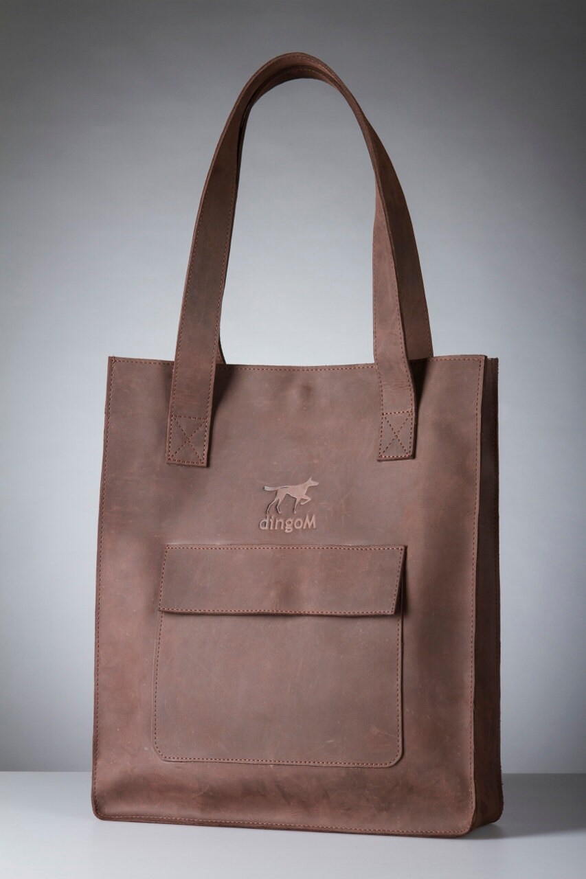 Brown Leather Tote Bag Leather Tote Shoulder Bag Brown Etsy