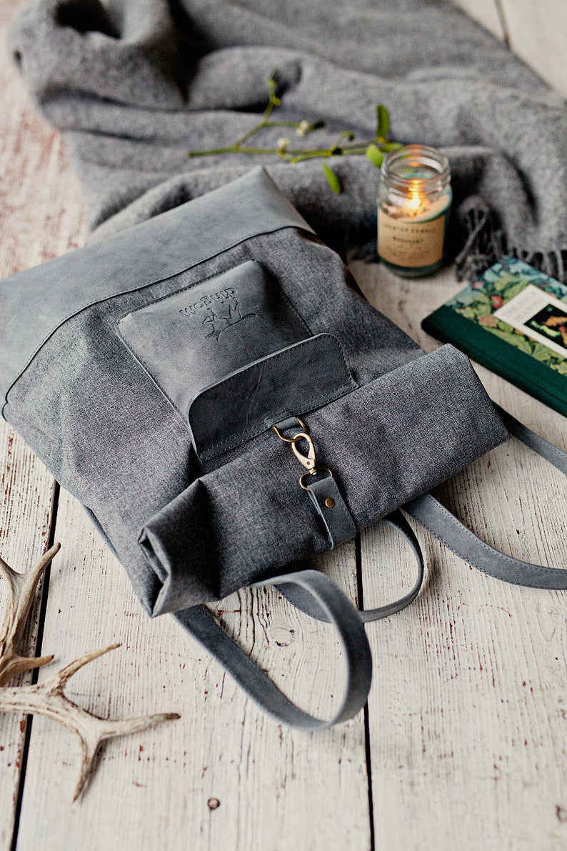 Sac ?� dos en toile sac ?� dos en cuir sac ?� dos roll top sac - Etsy France