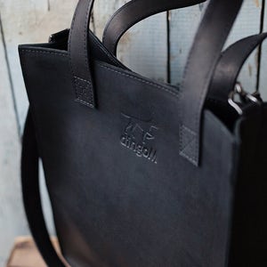 Black leather tote crossbody bag leather handbag leather bag handmade leather bag tote bag leather tote bag image 3