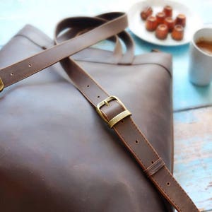 Brown leather backpack purse minimalist style with zipper brown leather rucksack hipster backpack image 8