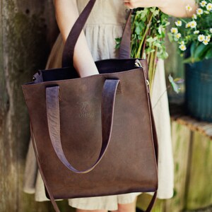 Black leather tote crossbody bag leather handbag leather bag handmade leather bag tote bag leather tote bag image 7