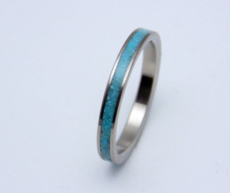Genuine Turquoise Band Titanium and Turquoise stacking ring