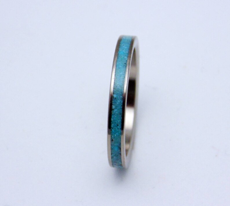 Genuine Turquoise Band Titanium and Turquoise stacking ring