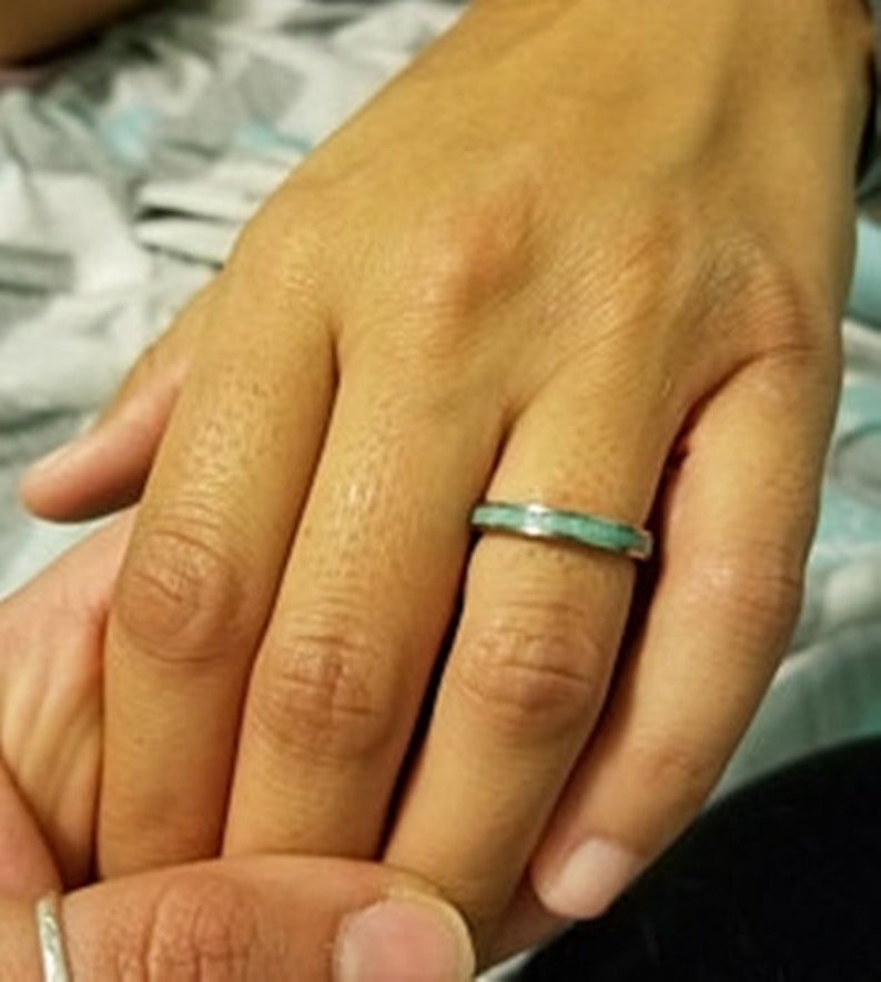 Genuine Turquoise Band Titanium and Turquoise stacking ring