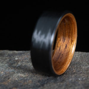 Carbon Fiber Wedding Band, Koa Wooden ring, Carbon Fiber Ring, Wood Wedding Band