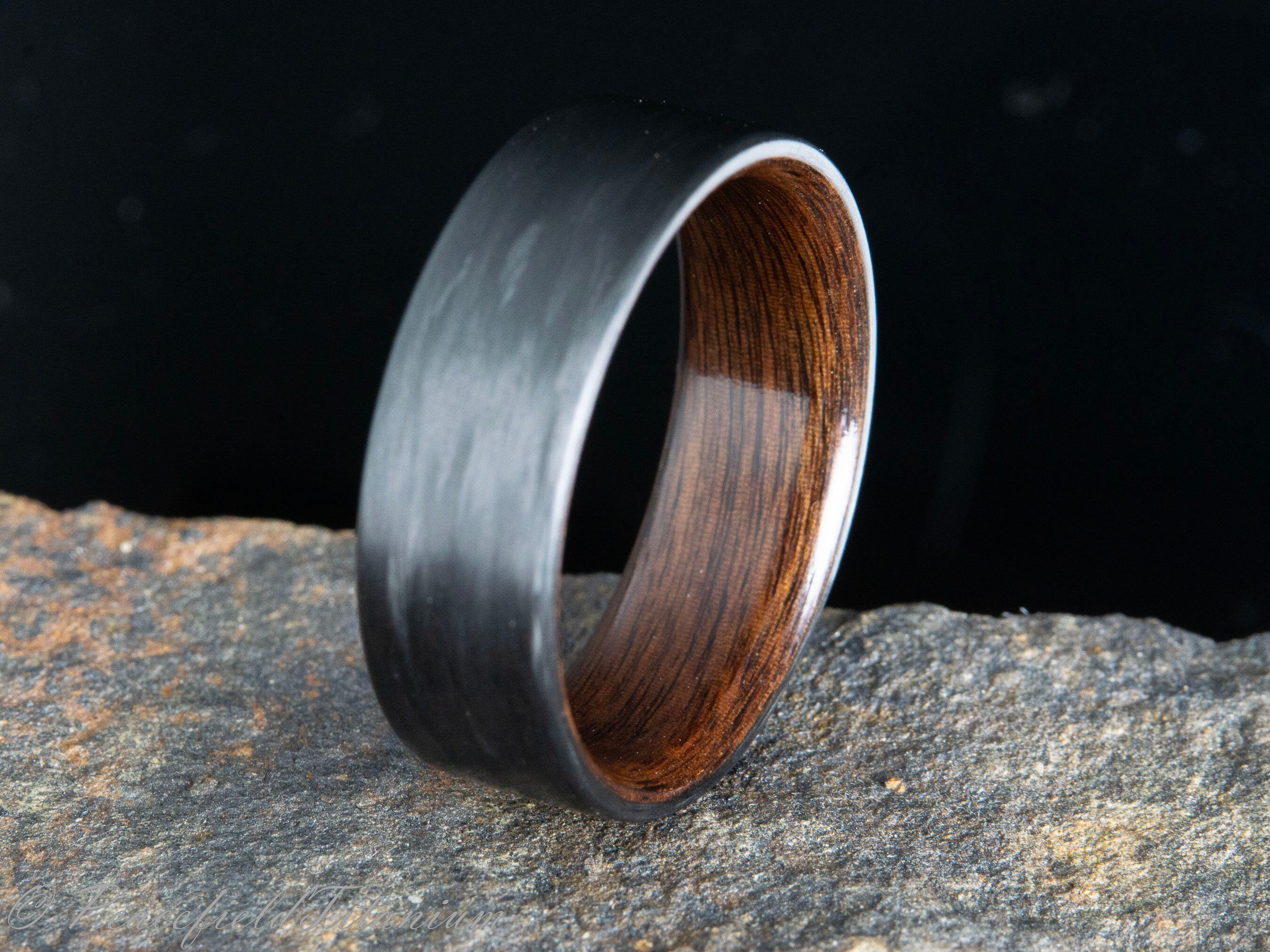 Men's Carbon Fiber Wedding Band Rosewood Wood Lining - Etsy