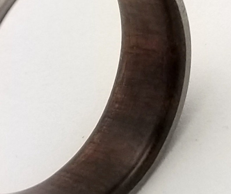 sandblasted titanium ring Titanium wedding band with upcycled Black Walnut wood from antique Victorian era table legs walnut wood ring