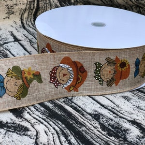Scarecrow Ribbon / Fall Ribbon / Fall Wired Ribbon / Wired Ribbon / Wired Scarecrow Ribbon / Ribbon for Fall / Ribbon / Ribbon For Bows