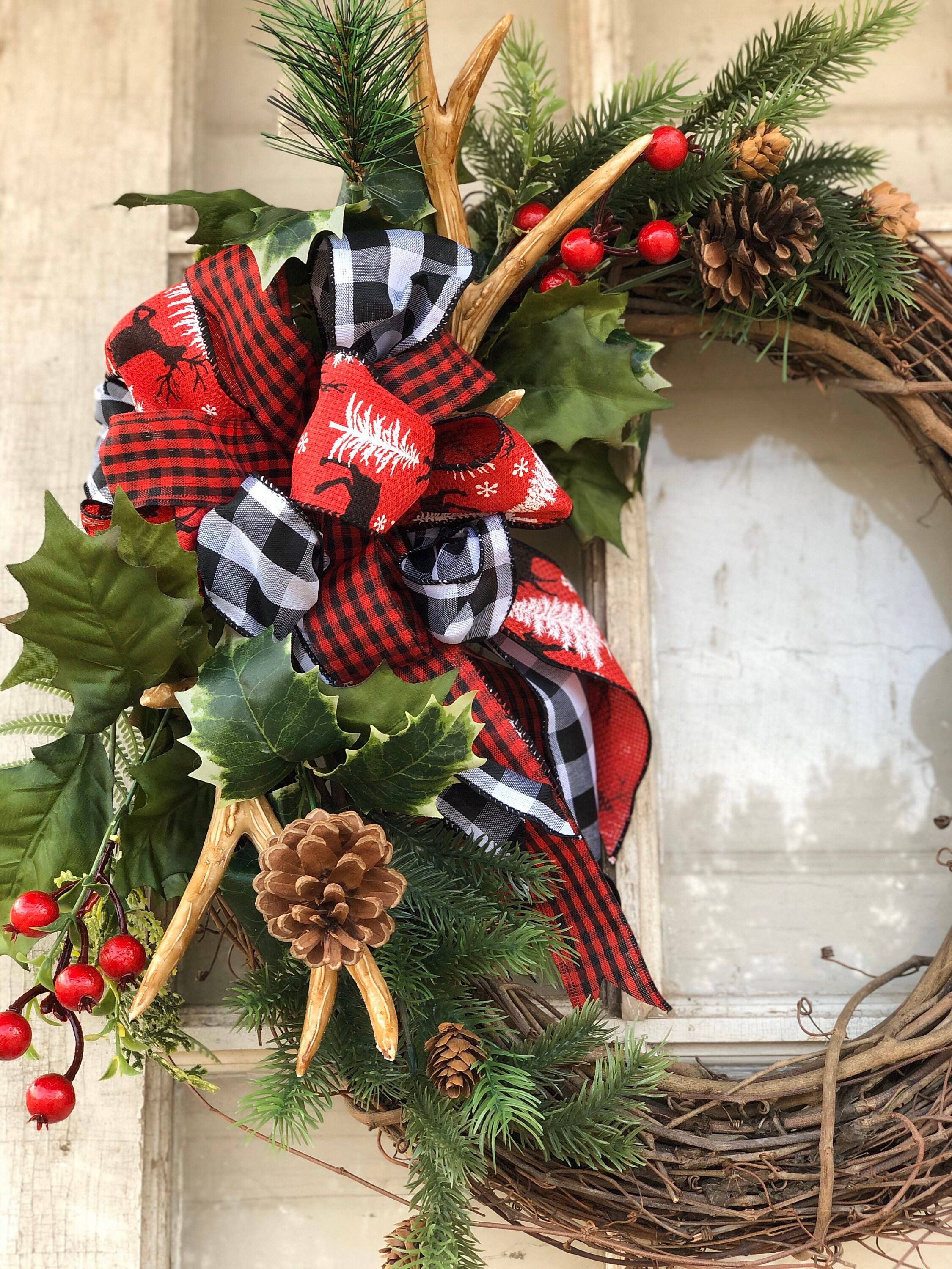 Christmas Wreath / Buffalo Plaid Wreath / Winter Wreath / - Etsy