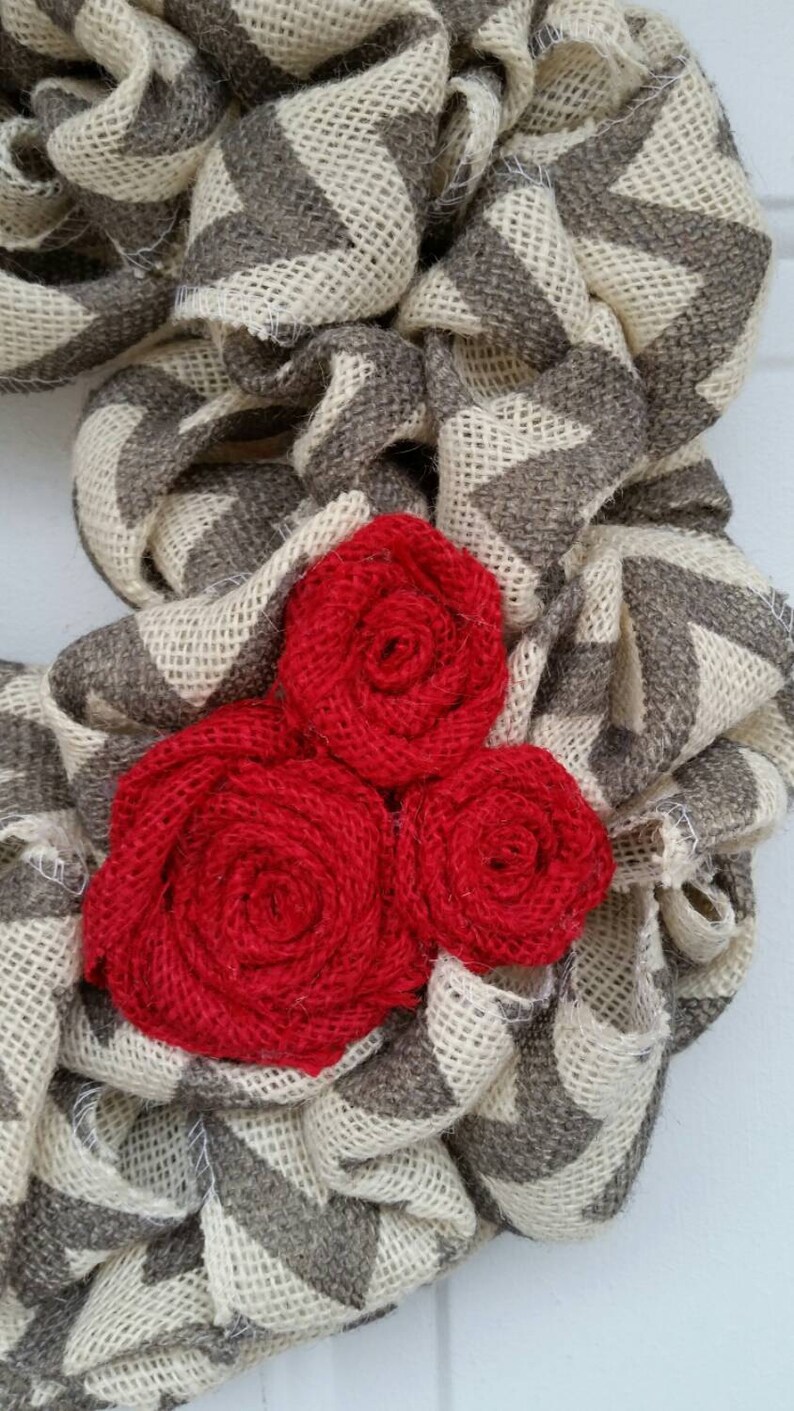 Valentine wreath burlap wreath chevron wreath Love burlap wreath valentine chevron wreath
