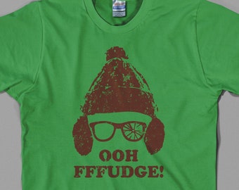 Oh Fudge T Shirt, Christmas story ralphie red ryder shoot your eye out kid leg lamp pink nightmare funny movie gift shirts tee graphic