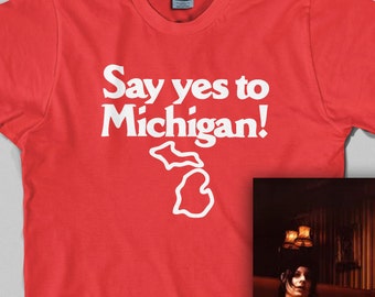 Yes To Michigan T Shirt  - say yes, detroit, jack, stripes, great lakes state, white, rock - Graphic Tee, All Sizes & Colors