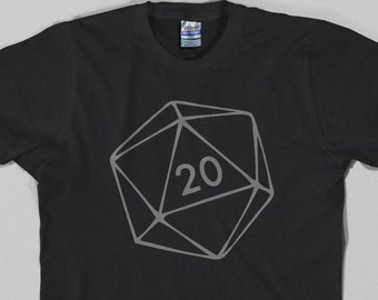 20 Sided Dice T Shirt Dungeons D&D Master Magic and The Dragons Gathering RPG Gaming - Graphic tee, All Sizes