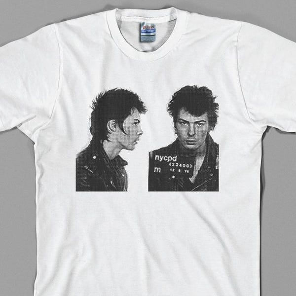 Sid Vicious Mugshot T Shirt - punk, rock, 70s, ramones, clash, damned, uk, murder, crime, Graphic Tee, All Sizes & Colors