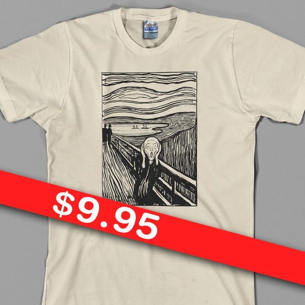 The Scream Painting T Shirt - Edvard Munch, Expressionism, art, painting, lithograph, Tempera, Oil paint, Pastel, Graphic tee, All Sizes