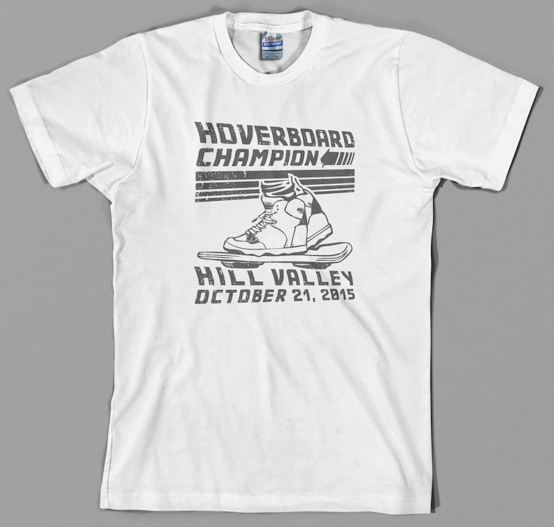 Hoverboard Champion T Shirt back to the future, marty mcfly, hill valley hover board, 80s film Graphic Tee, All Sizes & Colors image 3