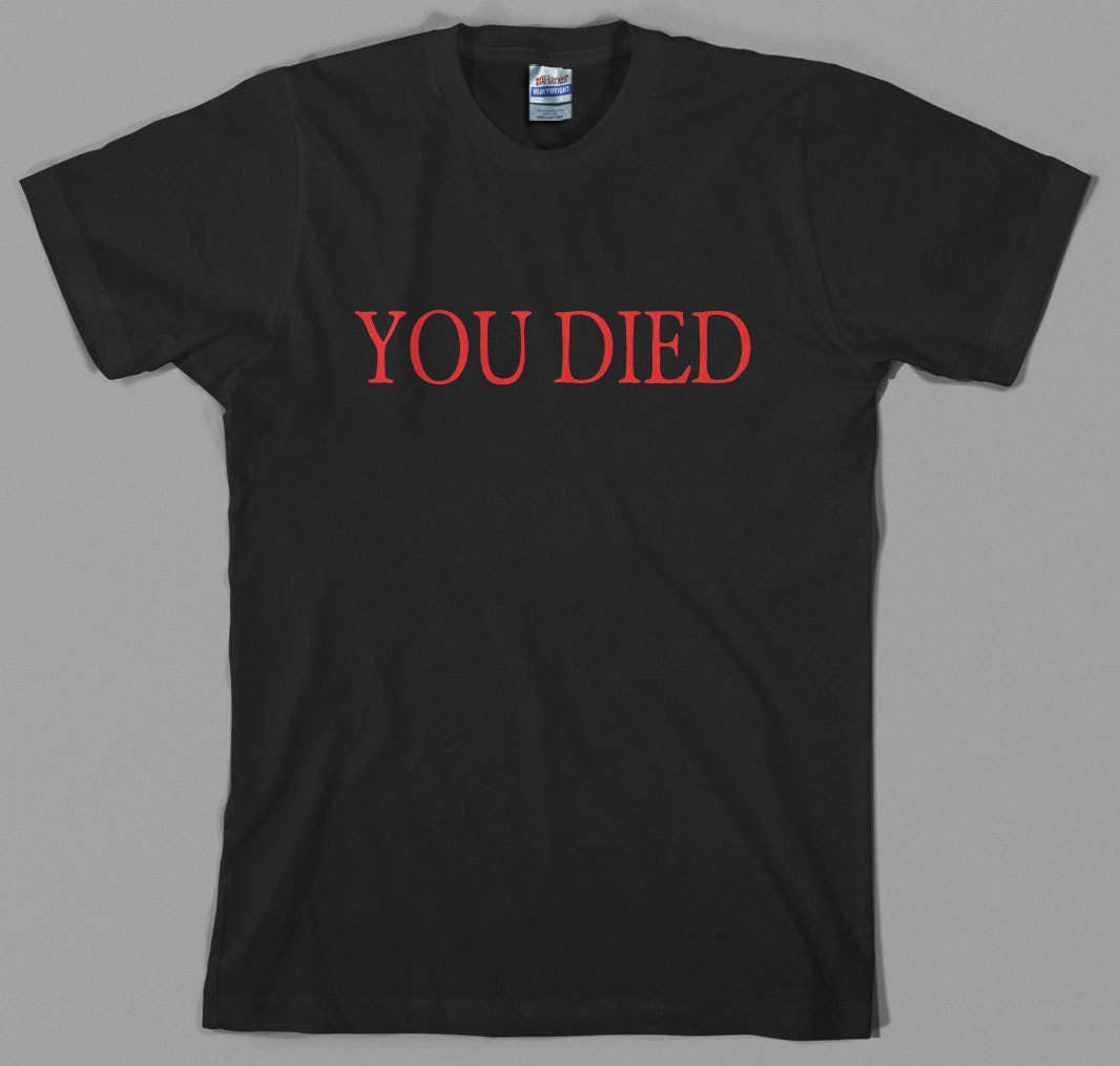 Bloodborne Tシャツ Mサイズ ゲーム PS4 フロム ソフトウェア You Died T シャツ - Bloodborne ソウルズ リングにインスパイア