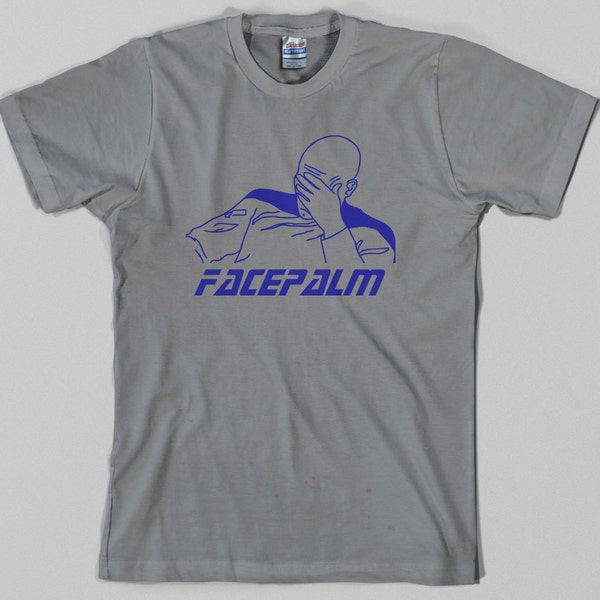 Star Trek Facepalm T Shirt  - captain Picard, meme, Patrick Stewart, next generation, face, palm, internet - Graphic tee, All Sizes & Colors