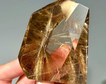 2.9”  Faceted Rutilated Quartz Free Form with Golden Rutiles - Brazil