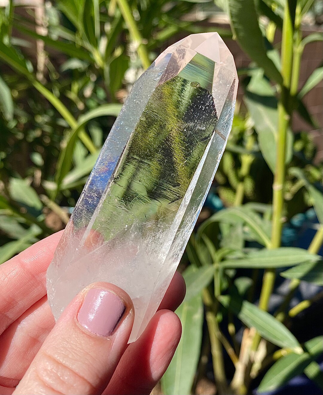 Silver Quartz Point W/ Meteor Shower Etchings Corinto, Brazil
