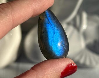 Labradorita azul agua de 1,4" de alta calidad, rara, de Madagascar