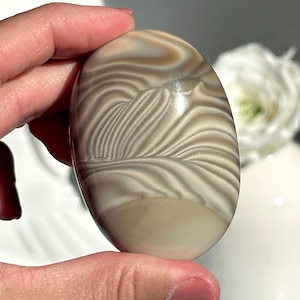 2.5 ”Mesmerizing Banded Flint Stone Palm Stone - New Find - Poland