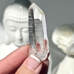 2.4” Radiant Colombian Lemurian Quartz Point w/ Excellent Clarity, Linear Ridges - Pena Blanca