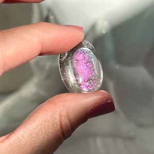 1.1”, 35ct VERY Rare - PINK Fire Quartz Covellite with Flash- Brazil