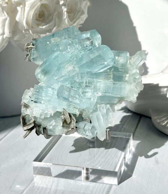 5.0”, 510g Incredible Aquamarine Cluster with Muscovite