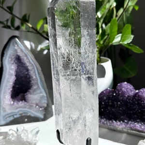 10.9” 1.9kg VERY RARE Massive Diamantina Quartz w/ Mountainscape Etchings  - Stand Included - Brazil