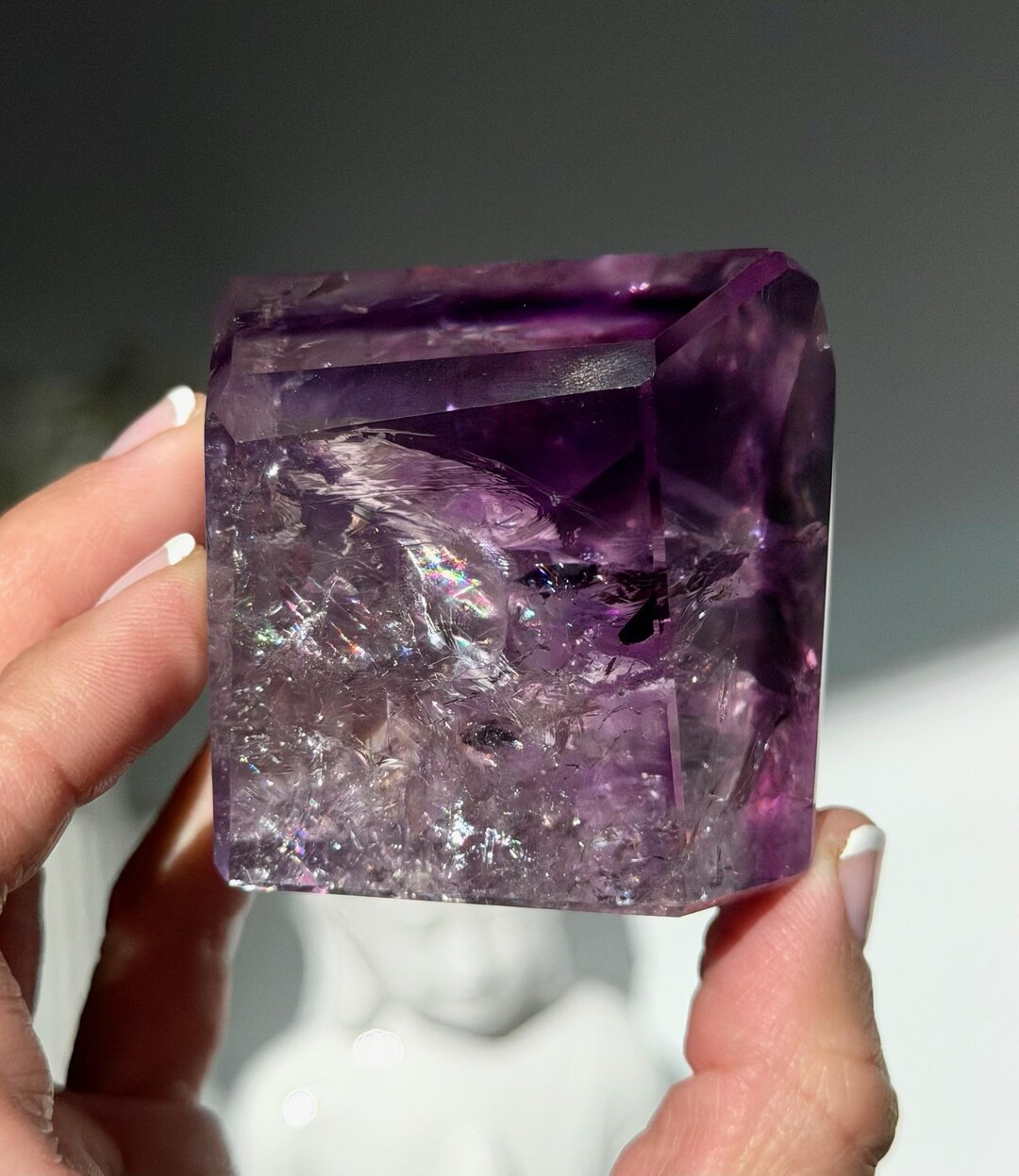 2.2” Amethyst Faceted Free Form Filled With Rainbows - Brazil - Etsy